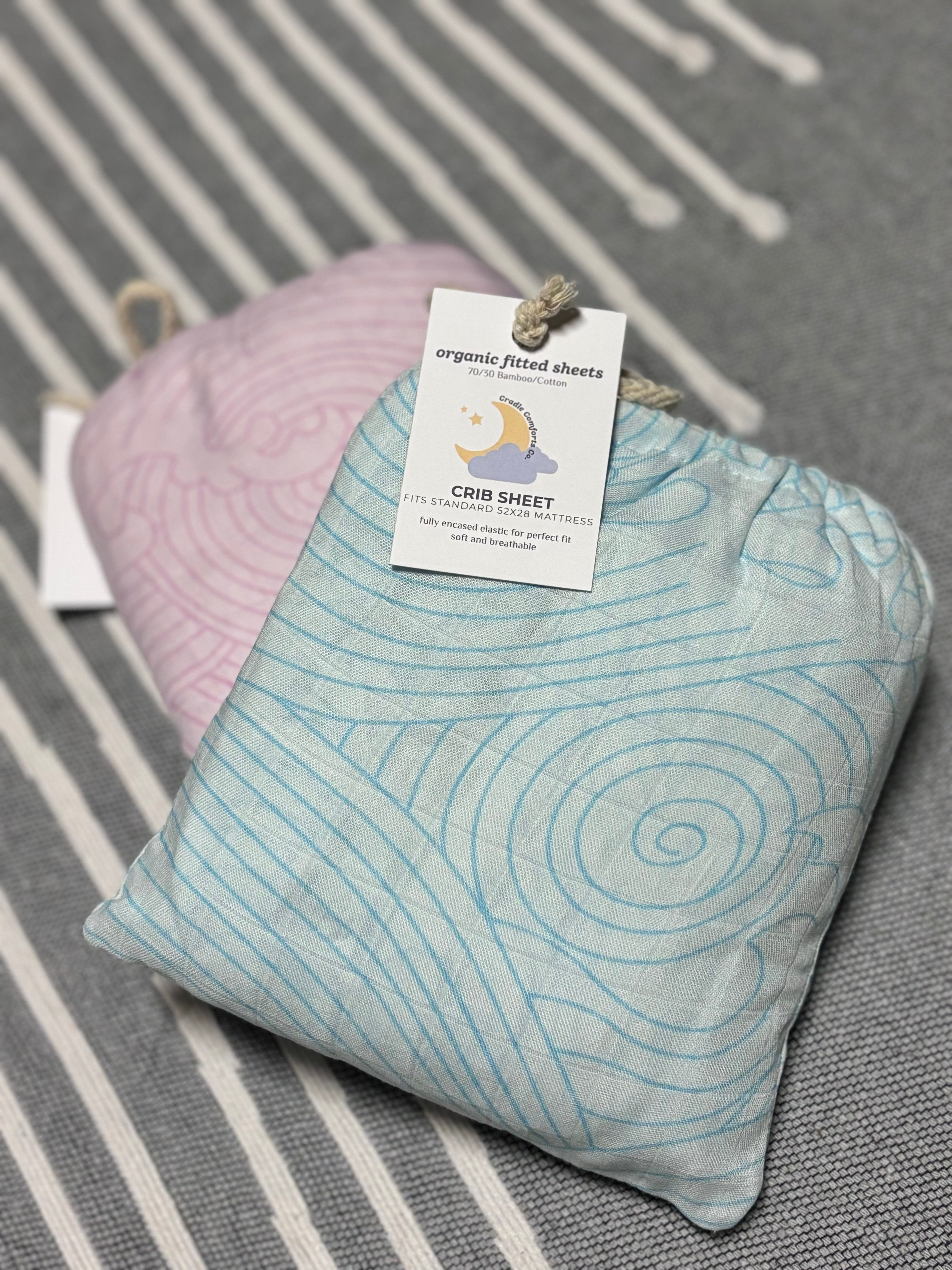 Organic Crashing Sea Waves Bamboo Cotton Blend Crib Sheet